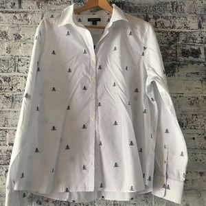Lands end pinstripe button down shirt